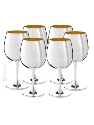 VERRES BALLON Ensemble de 6 verres à gobelets spécial plaqué or et argent faits à la main fabriqués en Italie