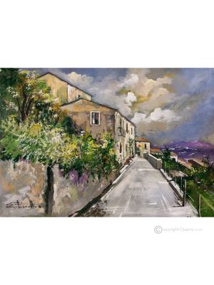 SANTA CROCE DEL SANNIO Peinture acrylique moderne sur toile Made in Italy 