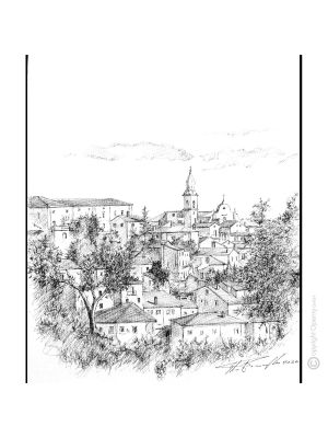 SANTA CROCE DEL SANNIO Dessin au stylo sur toile moderne Made in Italy 