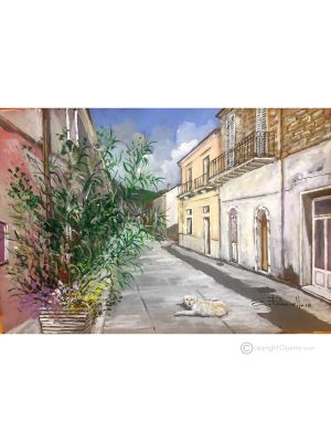 APERÇU DE MONTAGUTO Peinture acrylique moderne sur toile Made in Italy 