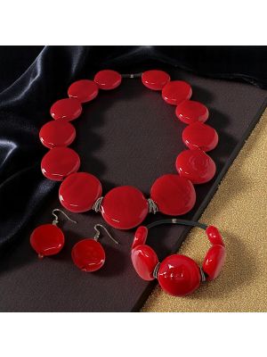 Ensemble exclusif de bijoux en verre de Murano faits à la main : collier, bracelet et boucles d'oreilles.