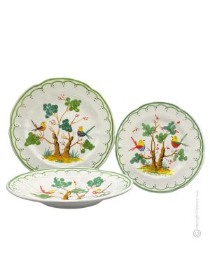 BIRD PLATES Collection de services de vaisselle en céramique Castelli, peints à la main, Made in Italy