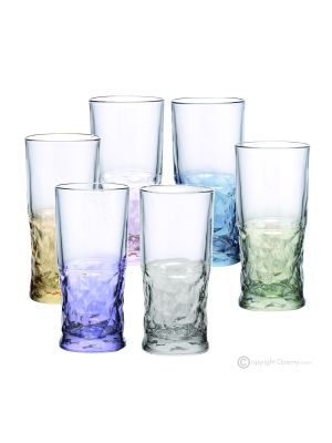 SOUND Ensemble de 6 authentiques verres à eau modernes peints à la main en verre de qualité supérieure.