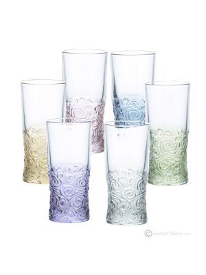 SOUND Ensemble de 6 verres à boisson authentiques et modernes peints à la main en verre de qualité supérieure.