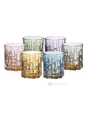 SQUARE Ensemble de 6 authentiques verres à eau modernes peints à la main en verre de qualité supérieure.