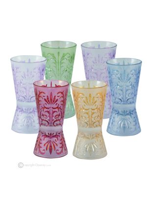 TATTOO Ensemble de 6 authentiques verres à liqueur peints à la main en verre de qualité supérieure.