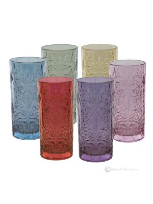 TATUAJE Ensemble de 6 verres à boisson authentiques et modernes peints à la main en verre de qualité supérieure.