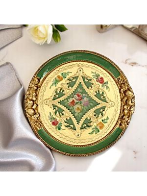 Plateau en bois avec détails en feuille d'or 24 carats, inspiré de l'art florentin historique.