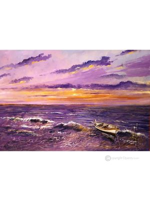 UNE SOIRÉE D'ÉTÉ Peinture acrylique moderne sur toile Made in Italy 