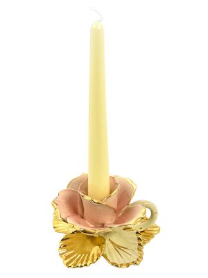 BOUGEOIR ROSE Bougeoir en céramique Créations Artistiques baroques Or 24 carats Made in Italy
