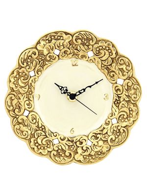GOLD CLOCK Horloge murale artistique en céramique de style baroque, authentique faite à la main et peinte Made in Italy