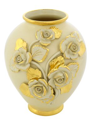 BRIO ROSE VASE Vase en Céramique Créations Artistiques Style Baroque Or 24 carats Fabriqué en Italie