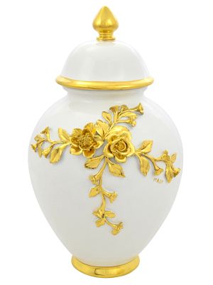 VASE ROSE DORÉ Vase en Céramique Créations Artistiques Style Baroque Or 24 Carats Made in Italy