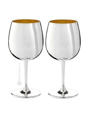 VERRES BALLON Ensemble de 2 verres à gobelets spécial plaqué or et argent faits à la main fabriqués en Italie