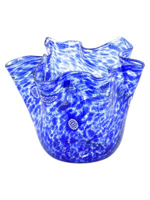 FAZZOLETTO MACETE MURRINE Centre de Table Murano Verre Feuille d'Argent Vase Murrine Venise