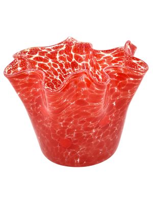 FAZZOLETTO MACETE MURRINE Centre de Table Murano Verre Feuille d'Argent Vase Murrine Venise