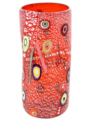 VASE MURRINE ARGENT Verre de Murano Feuille d'Argent Vase Murrine Fait Main Venise