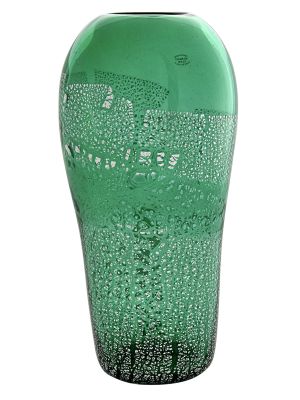 VASE À BANDE HAUTE ARGENT Verre de Murano Feuille d'argent Vase de Venise fait à la main