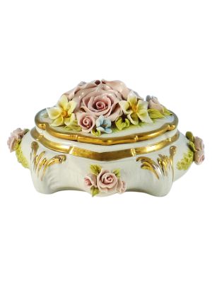 BOÎTE À FLEURS Boîte à bijoux en porcelaine Capodimonte Coffret fait main Made in Italy