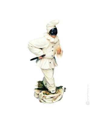 PULCINELLA Statue Figurine Capodimonte Porcelaine Faite à la Main Fabriqué en Italie