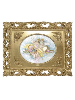 LES TOILETTES DE VENUS Tableau bas-relief en porcelaine de Capodimonte Fabriqué en Italie