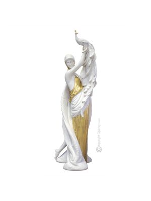 Statue DAME AU PAON Statue Capodimonte Porcelaine Faite à la main Fabriqué en Italie