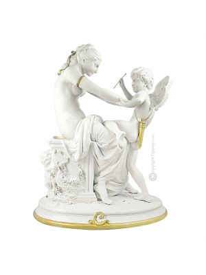 VIA DELL'AMORE - Figurine CUPIDON Statue Capodimonte Porcelaine Faite à la Main Fabriqué en Italie Hauteur 65cm