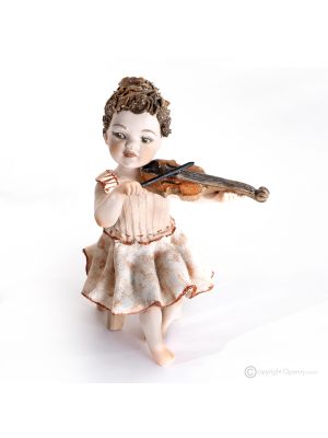 VERA - Statuette de Capodimonte, musicien au violon en porcelaine fine et unique.