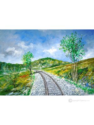 VERS LA MAISON Peinture acrylique moderne sur toile Made in Italy 