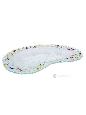 DROPS – Plateau, plat de service en verre artistique, fait main, design moderne.