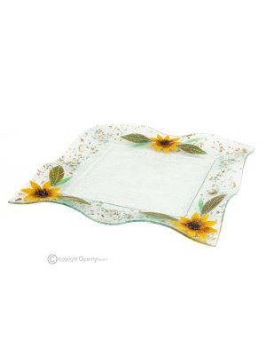 TOURNESOL – Plateau, assiette de service, centre de table en verre artistique, fait main