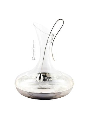 CARAFE AVEC INFUSION EN ARGENT avec fond en argent Carafe à eau de vin dans une combinaison élégante de cristal et plaqué argent martelé à la main Placage spécial antioxydant fabriqué en Italie *1,5l