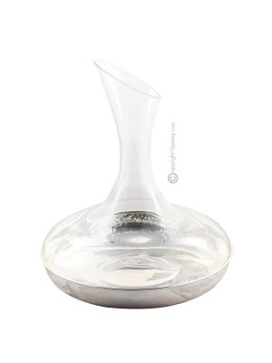 CARAFE À FOND EN ARGENT Carafe à eau et à vin en combinaison élégante de cristal et d'argent martelé à la main Placage spécial antioxydant fabriqué en Italie *1,5l