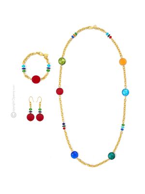 PARURE WENDY parure de bijoux artistiques collier collier bracelet boucles d'oreilles perles en verre de Murano avec argent 925 authentique fait main Made in Italy