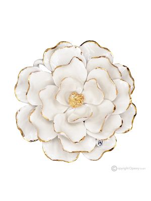 DALIA GOLD – Fleur suspendue en porcelaine de Capodimonte, détails en or 24 carats