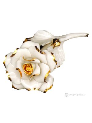 OR ROSE – Fleur suspendue en porcelaine de Capodimonte, détails en or 24 carats