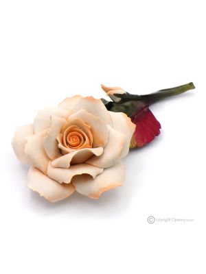 ROSE JAUNE – Fleur suspendue en porcelaine de Capodimonte, faite à la main, de haute qualité