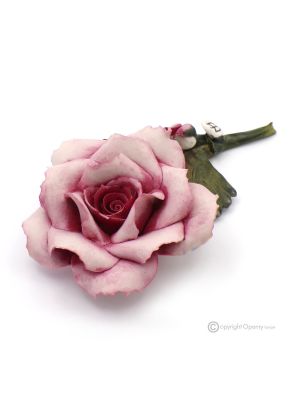 ROSE VIOLET – Fleur suspendue en porcelaine de Capodimonte, faite à la main, de haute qualité