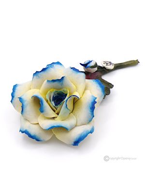 ROSE BLEUE – Fleur suspendue en porcelaine de Capodimonte, faite à la main, de haute qualité