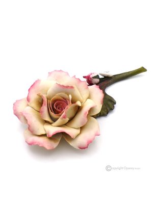ROSE – Fleur suspendue en porcelaine de Capodimonte, faite à la main, de haute qualité