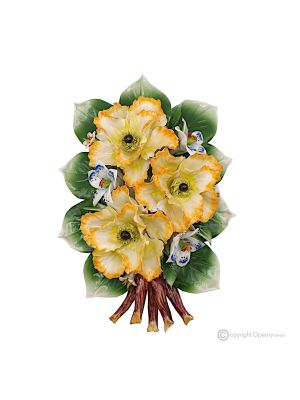 Coquelicots Branche murale, exclusive en porcelaine de Capodimonte, faite à la main