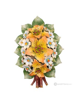 ORCHIDÉES - Composition murale florale, céramique Capodimonte de haute qualité, faite à la main.