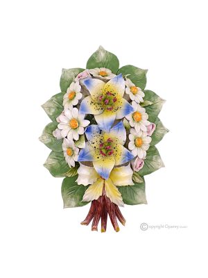 ORCHIDÉES - Composition murale florale, céramique Capodimonte, haute qualité