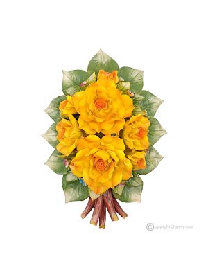 ROSE - Branche murale florale, céramique Capodimonte, haute qualité