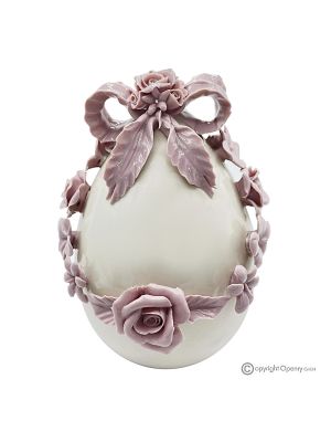 UOVO GLICINE – Centre de table en porcelaine fine de Capodimonte, fait à la main