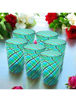 ACQUA CANNE Set de 6 verres tumbler en verre de Murano Fabriqué en Italie