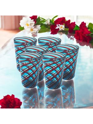 ACQUA CANNE Set de 6 verres tumbler en verre de Murano Fabriqué en Italie