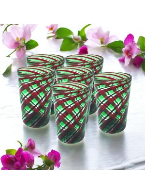 ACQUA CANNE Set de 6 verres tumbler en verre de Murano Fabriqué en Italie