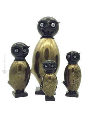 OWL Murano verre soufflé feuille d'or 24 carats, artisanat authentique Made in Italy