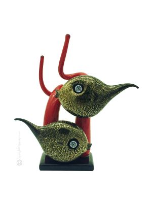 FISH Verre soufflé de Murano Feuille d'or 24 carats, artisanat authentique Made in Italy